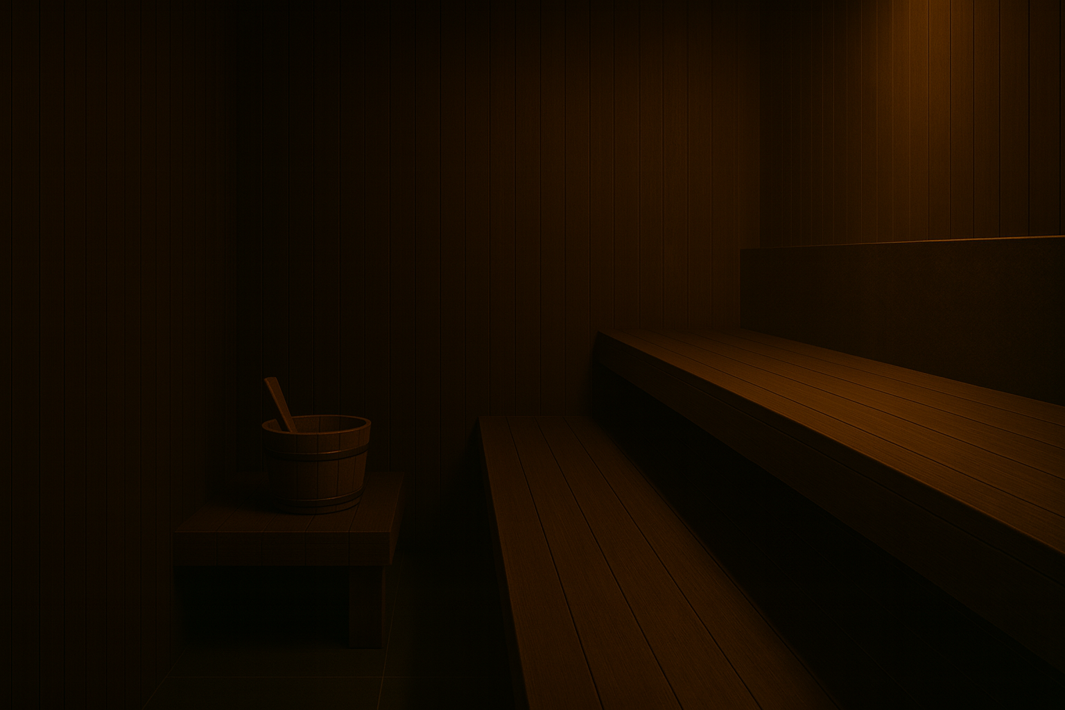 Warm, timber-lined heat room